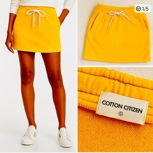 NWT Cotton Citizen Brooklyn Mini Skirt French Terry USA Yellow Size Small